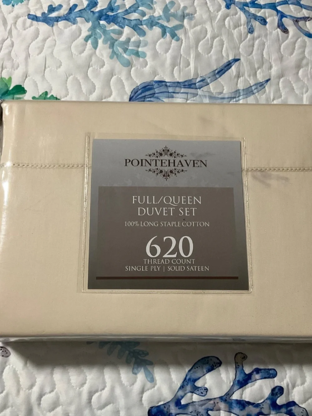 The Pointehaven 620 Thread Count Full/Queen 3 pc Duvet Set